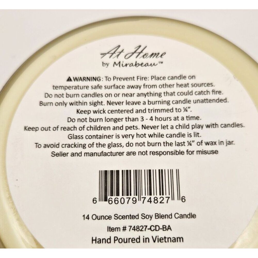At Home by Mirabeau 14 oz Soy Wax Blend 3 Wick Candle Boo-Nilla - Picture 4 of 4